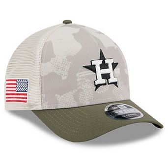 Men's New Era Light Beige/Olive Houston Astros 2025 Armed Forces Day 9FORTY M-Crown A-Frame Adjustable Hat