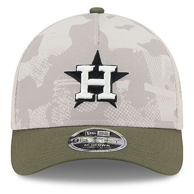 Men's New Era Light Beige/Olive Houston Astros 2025 Armed Forces Day 9FORTY M-Crown A-Frame Adjustable Hat