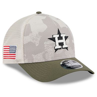 Men's New Era Light Beige/Olive Houston Astros 2025 Armed Forces Day 9FORTY M-Crown A-Frame Adjustable Hat