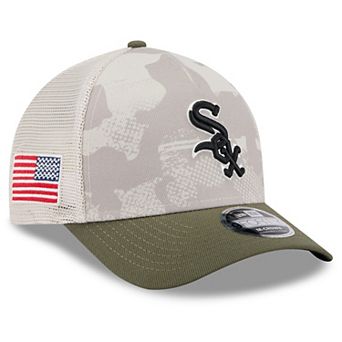 Men's New Era Light Beige/Olive Chicago White Sox 2025 Armed Forces Day 9FORTY M-Crown A-Frame Adjustable Hat
