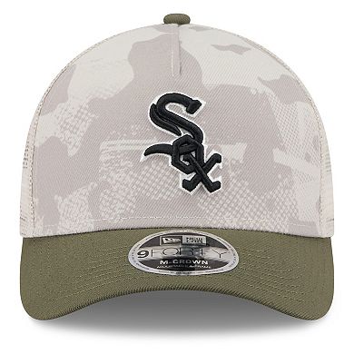 Men's New Era Light Beige/Olive Chicago White Sox 2025 Armed Forces Day 9FORTY M-Crown A-Frame Adjustable Hat