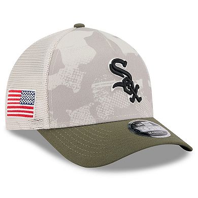 Men's New Era Light Beige/Olive Chicago White Sox 2025 Armed Forces Day 9FORTY M-Crown A-Frame Adjustable Hat