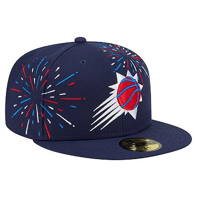 Men's New Era Navy Phoenix Suns Americana Fireworks 59FIFTY Fitted Hat