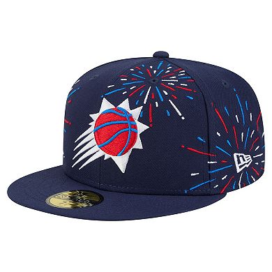 Men's New Era Navy Phoenix Suns Americana Fireworks 59FIFTY Fitted Hat
