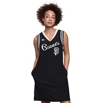 Women's Starter Black San Francisco Giants Fast Track Sneaker V-Neck Dress