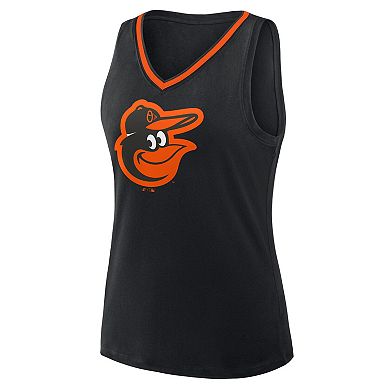 Women's Black Baltimore Orioles Plus Sized Stellar Win V-Neck Tank Top