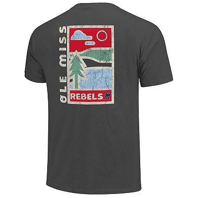 Men's Graphite Ole Miss Rebels Comfort Colors Minimal Vista Distressed Graphics T-Shirt