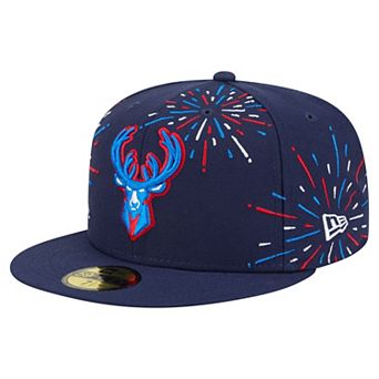 Men's�New Era Navy Milwaukee Bucks Americana Fireworks 59FIFTY Fitted Hat