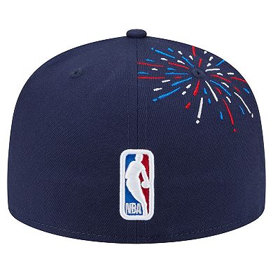 Men's New Era Navy Milwaukee Bucks Americana Fireworks 59FIFTY Fitted Hat