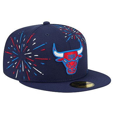 Men's New Era Navy Chicago Bulls Americana Fireworks 59FIFTY Fitted Hat