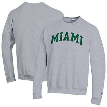 Men's Champion Heather Gray Miami Hurricanes Basic Arch Fleece Pullover Sweatshirt
