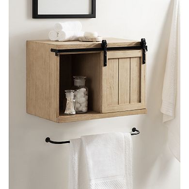 Cates Wood Floating Side Table with Cabinet