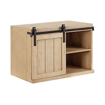 Cates Wood Floating Side Table with Cabinet