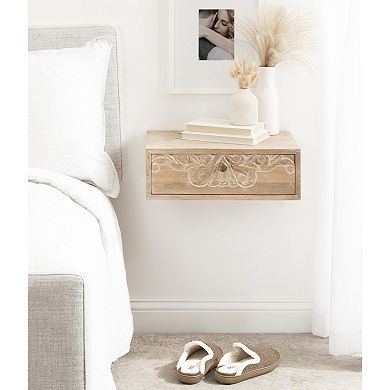Mirza Carved Wood Floating Side Table