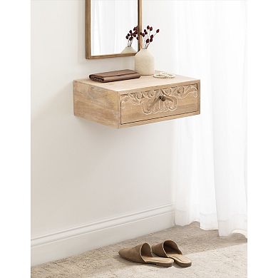 Mirza Carved Wood Floating Side Table