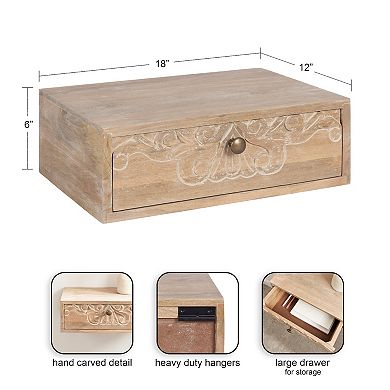 Mirza Carved Wood Floating Side Table