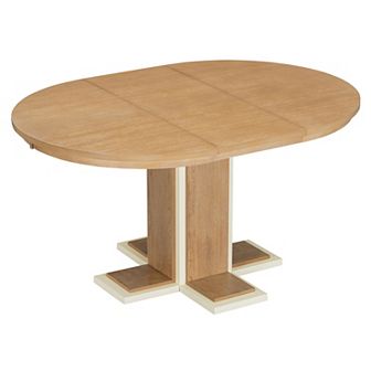 Merax Extendable Dining Table with a 16-inch Middle Leaf, 42''-58'' Oval Dining Table