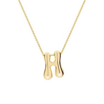 Athra NJ Inc 14k Gold Flash Plated Bubble Initial Necklace