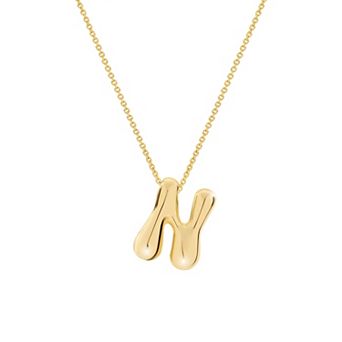 Athra NJ Inc 14k Gold Flash Plated Bubble Initial Necklace