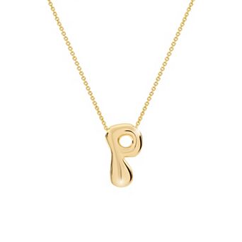 Athra NJ Inc 14k Gold Flash Plated Bubble Initial Necklace