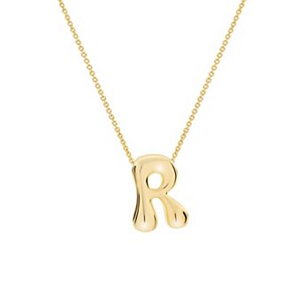Athra NJ Inc 14k Gold Flash Plated Bubble Initial Necklace