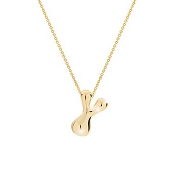 Athra NJ Inc 14k Gold Flash Plated Bubble Initial Necklace
