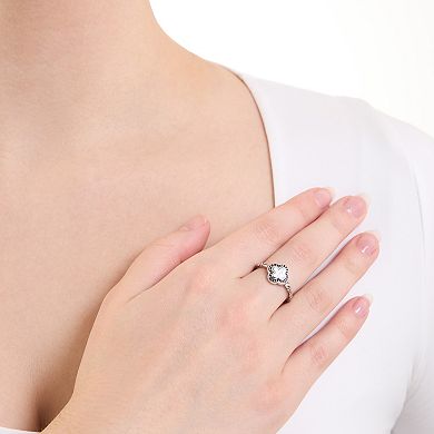 Athra NJ Inc Sterling Silver Oxidized Mother-of-Pearl Dot Flower Ring