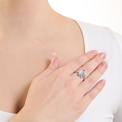 Athra NJ Inc Sterling Silver Oxidized Mother-of-Pearl Large Turtle Ring