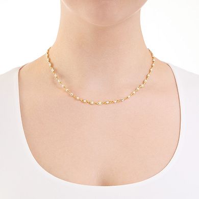 Athra NJ Inc 14k Gold Flash Plated Oval Cable Simulated Pearl Chain Necklace