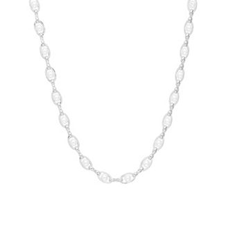 Athra NJ Inc Fine Silver Plated Curb Simulated Pearl Chain Necklace