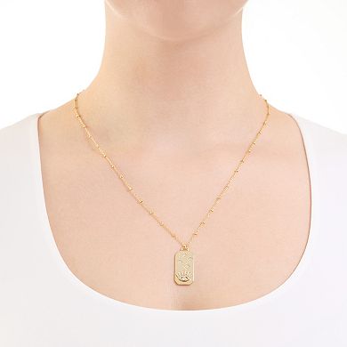 Athra NJ Inc 14k Gold Flash Plated Cubic Zirconia Evil Eye Bar Bead Necklace