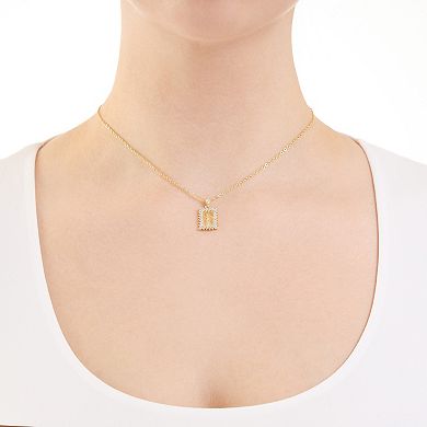 Athra NJ Inc 14k Gold Flash Plated Cubic Zirconia Square Cross Cable Tab Necklace