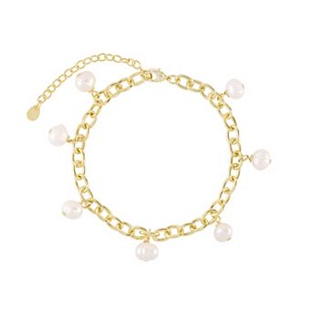 Athra NJ Inc 14k Gold Flash Plated Freshwater Cultured Pearl Bracelet