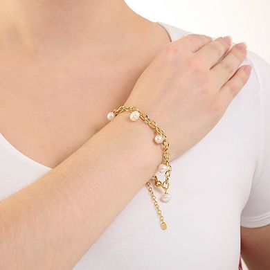 Athra NJ Inc 14k Gold Flash Plated Freshwater Cultured Pearl Bracelet