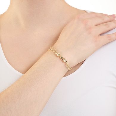 Athra NJ Inc 14k Gold Flash Plated Double Chain Interlocking Bracelet