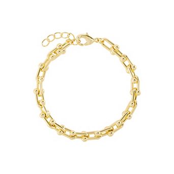 Athra NJ Inc 14k Gold Flash Plated Horseshoe Link Bracelet