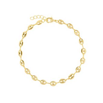 Athra NJ Inc 14k Gold Flash Plated Puffy Mariner Link Anklet