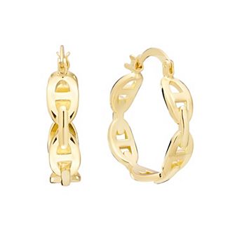 Athra NJ Inc 14k Gold Flash Plated Mariner Link Hoop Earrings