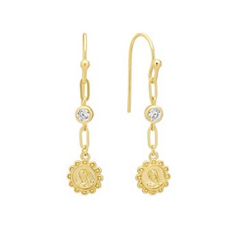 Athra NJ Inc 14k Gold Flash Plated Bezel Cubic Zirconia Angel Drop Earrings