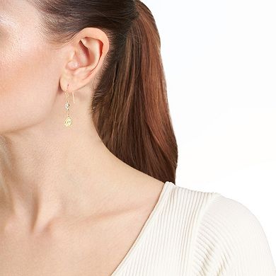 Athra NJ Inc 14k Gold Flash Plated Bezel Cubic Zirconia Angel Drop Earrings