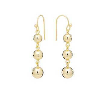 Athra NJ Inc 14k Gold Flash Plated Graduated Triple Ball Drop Earrings