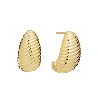 Athra NJ Inc 14k Gold Flash Plated Textured Hollow Teardrop Earrings