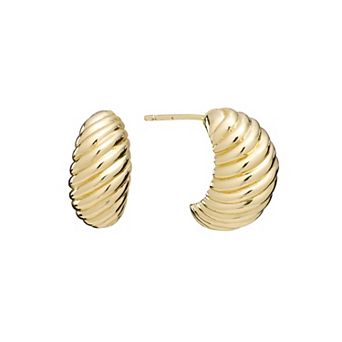 Athra NJ Inc 14k Gold Flash Plated Hollow Textured Curve Earrings