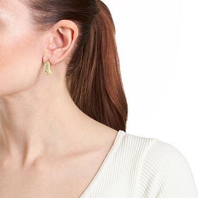 Athra NJ Inc 14k Gold Flash Plated Hollow Textured Curve Earrings