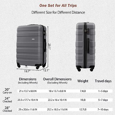 Merax Luggage Sets New Model ABS Hardshell 3pcs