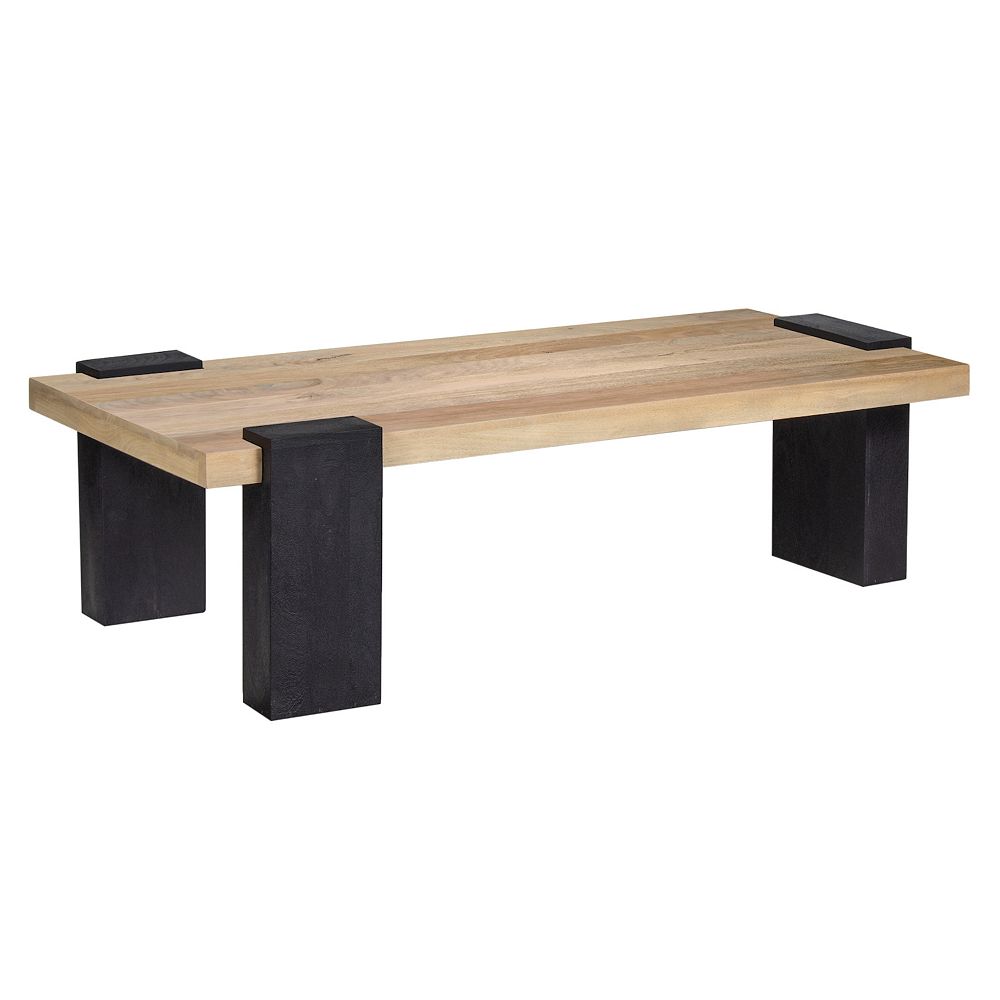 Bonne Coffee Table, 60 Inch Wide Rectangular Top, Handcrafted White Oak