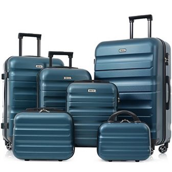 Merax 6 pc ABS Hardshell Luggage Set - Lightweight & Durable Suitcases with Dual Spinner Wheels