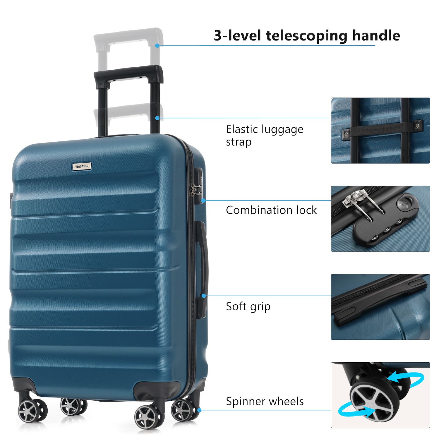 FORESEE 3-Piece Hardshell Luggage Set - 20", 24", 28" Spinner Suitcases For International Travel