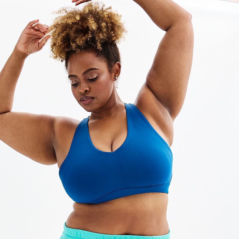 Plus Size Tek Gear® Ultrastretch Medium Support V-Neck Sports Bra, Women's, Size: 1XL, Blue Crayon