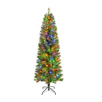PULEO INTERNATIONAL 7-ft. Pre-Lit Slim Artificial Christmas Tree